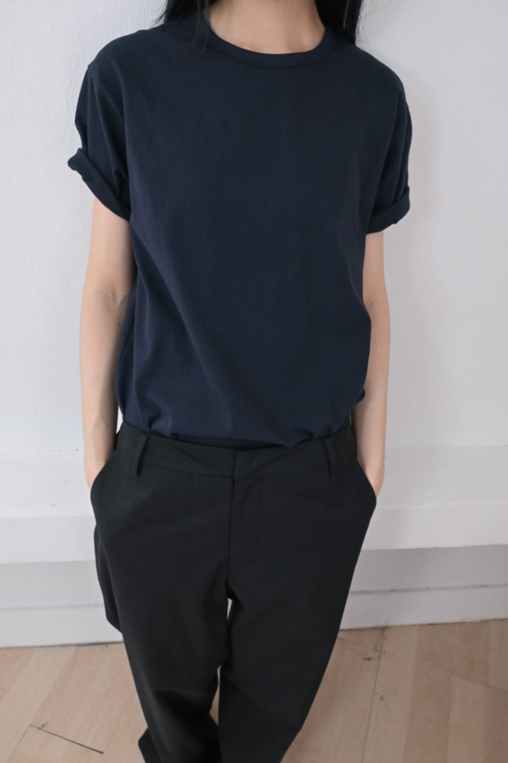 하프시코드 Solid T-shirt / Navy 상품이미지3