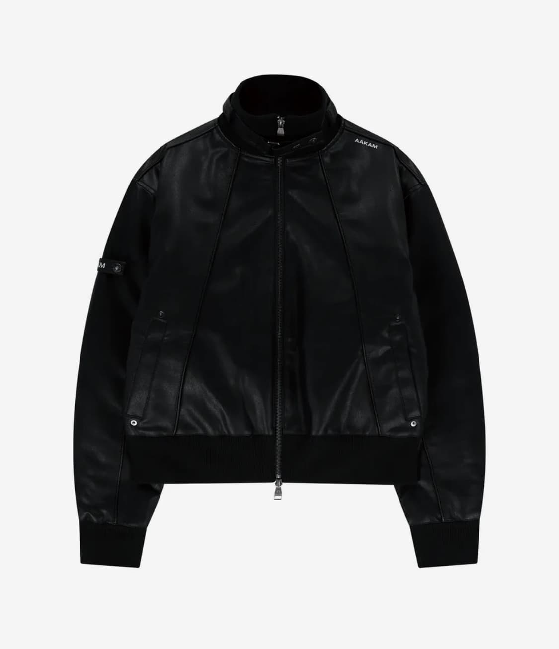 아캄 하이넥 파이핑 레더 블루종 (블랙) 상품이미지1