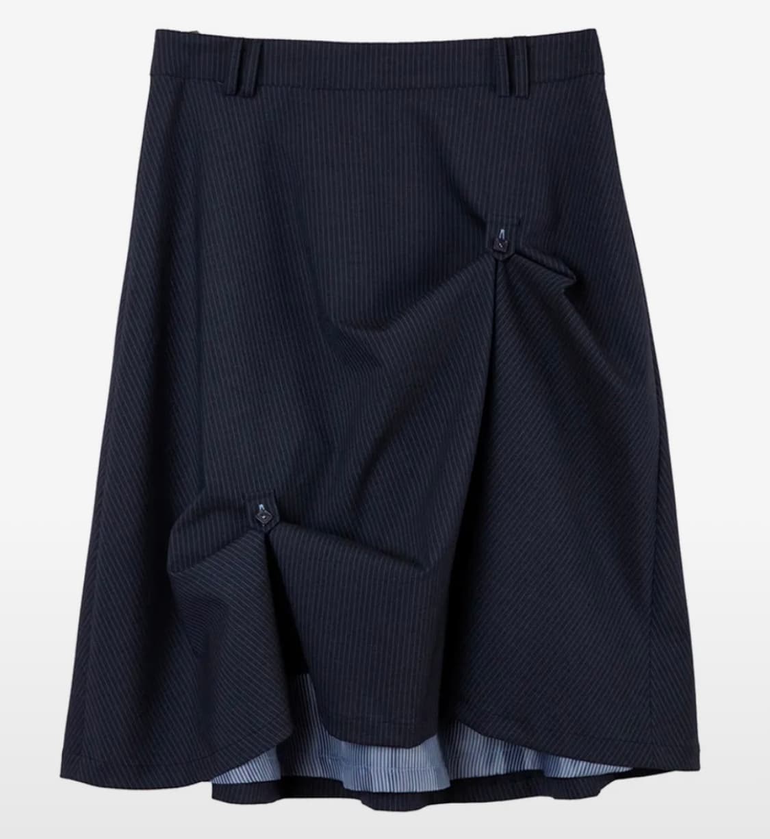 헤레틱 버튼 플레어 미디스커트 네이비 상품이미지1