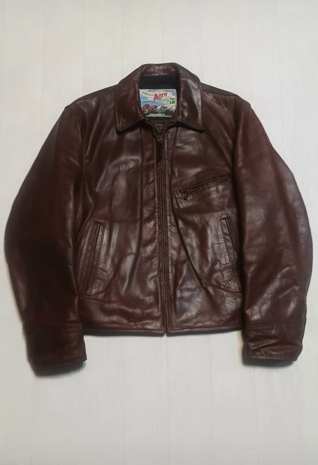 에어로레더 하프벨트 크롬악셀 호스하이드 말가죽레더자켓38 아메카지워크웨어 상품이미지1