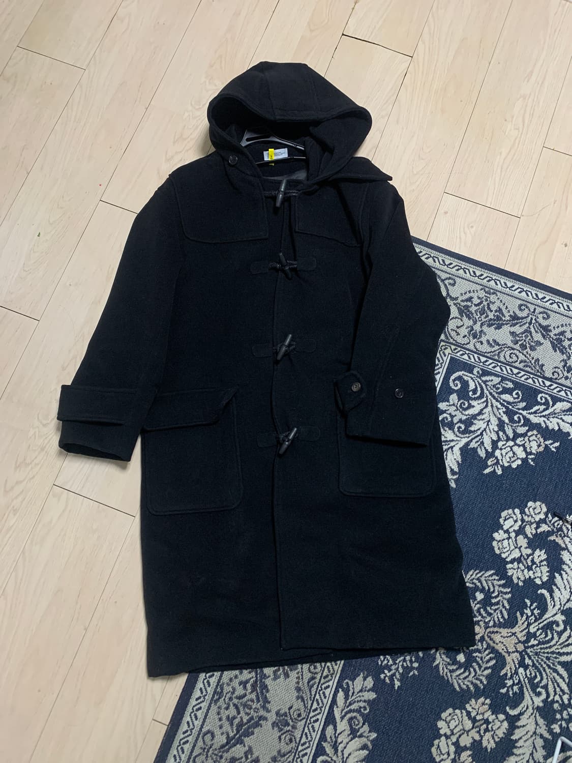 파르티멘토 블랙 더플 후드 코트 L 상품이미지1