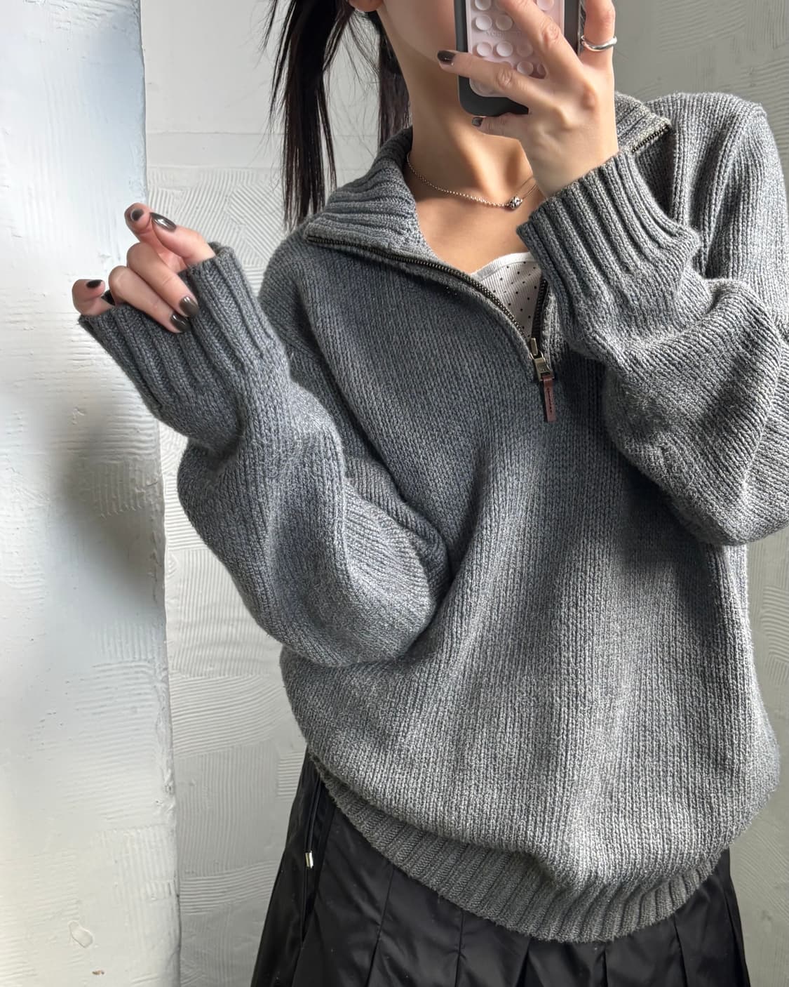 Polo 폴로 랄프로렌 딥그레이컬러 코튼 하프집업 니트 상품이미지1