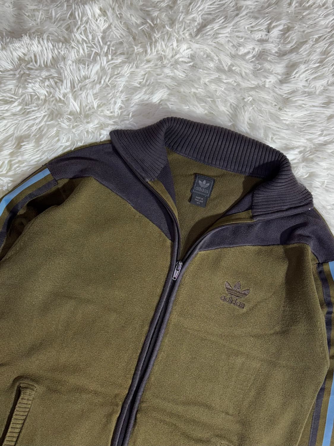 아디다스 카키 삼선 니트집업  상품이미지5