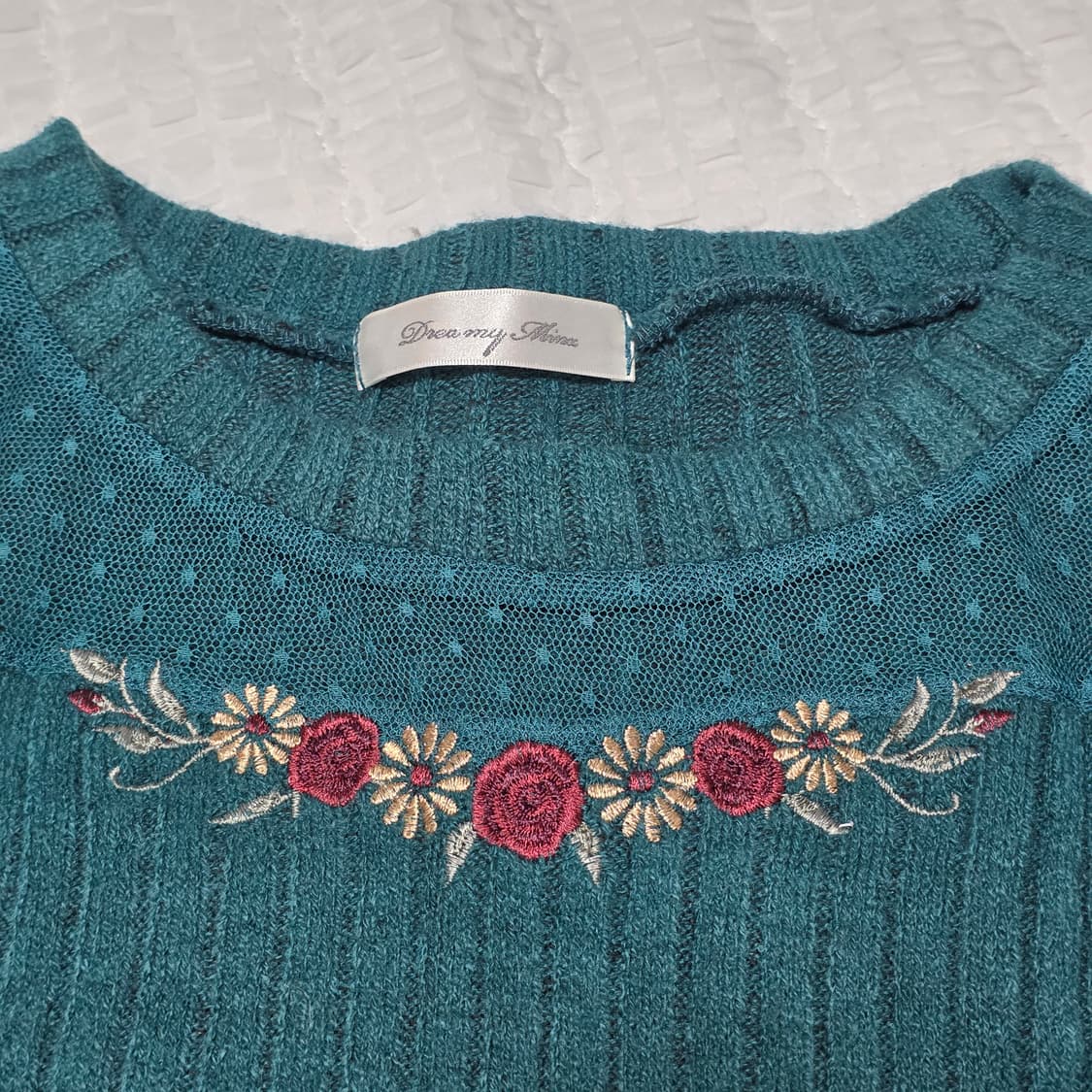 그린 모리걸 로즈 골지니트블라우스 상품이미지2