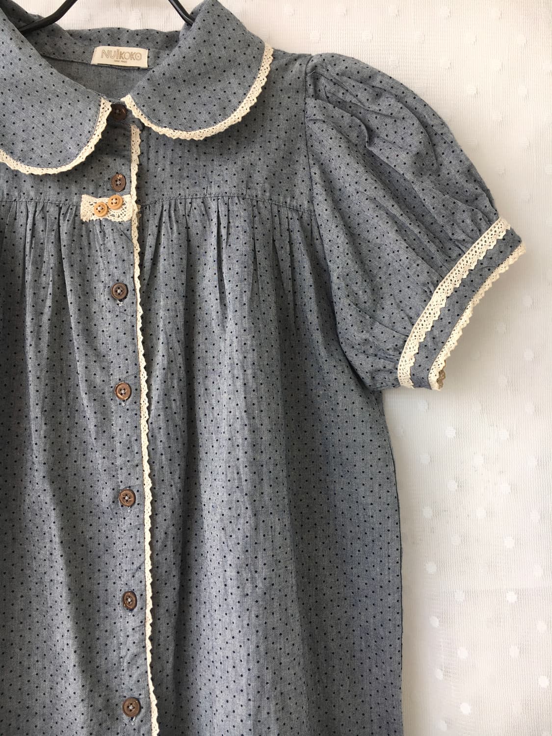 [Hand Made] 핸드메이드 도트 반팔 블라우스 모리걸 상품이미지5