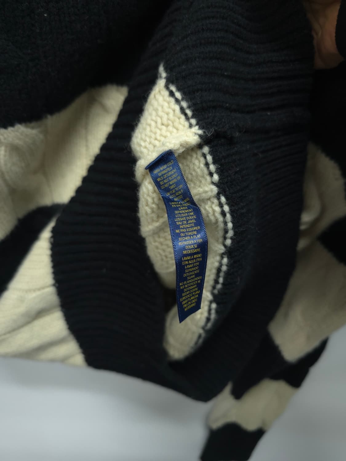 ​[희귀] 폴로 럭비라인 한정판 셰틀랜드 울 100% 꽈배기 단가라 니트 상품이미지9