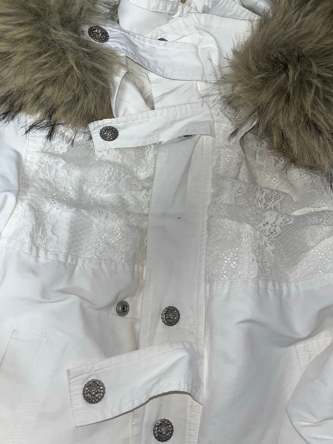 double punch 퍼 파카 재킷 화이트 S 상품이미지4