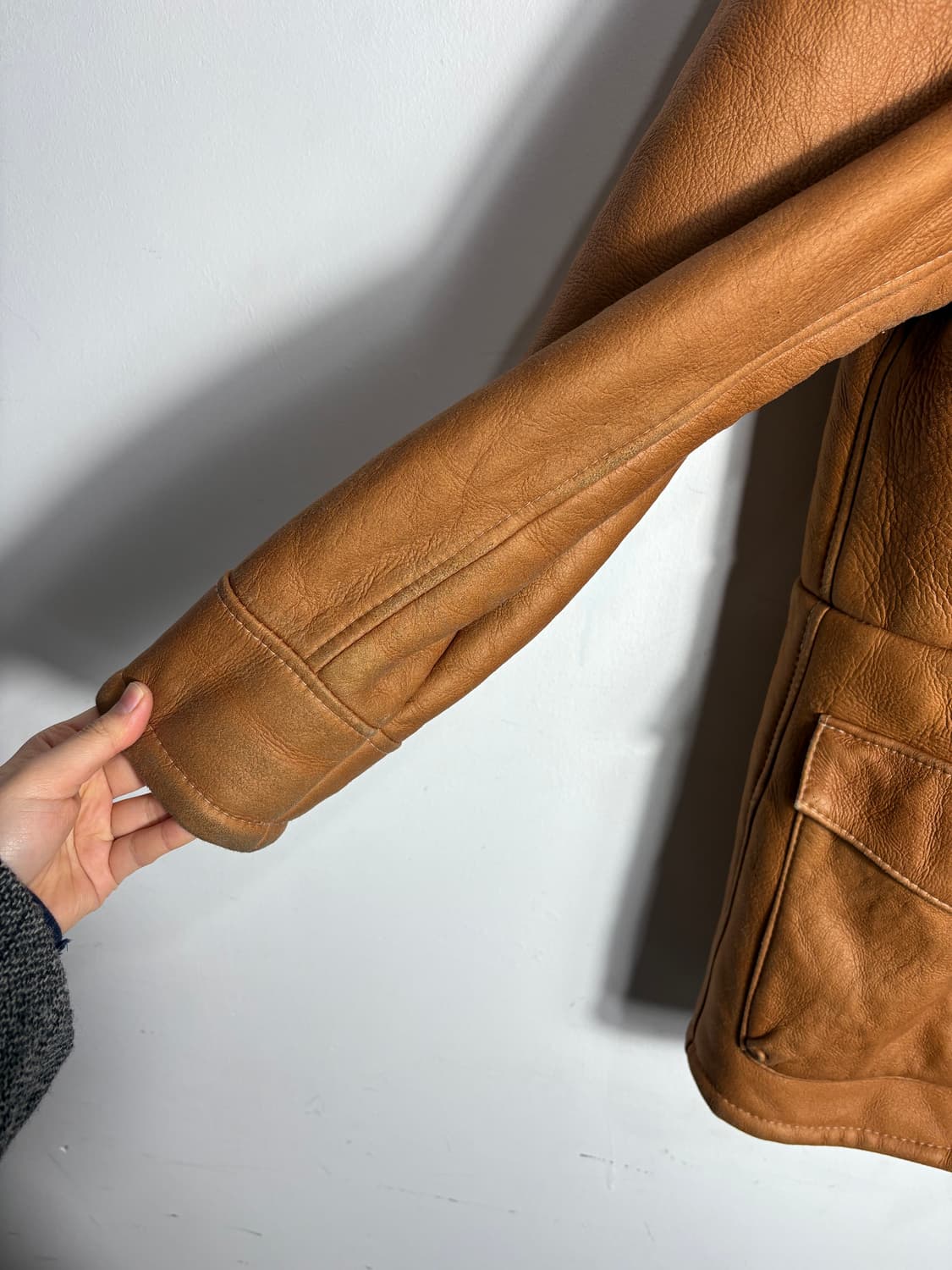 리얼 무스탕 더플 하프 코트 상품이미지9