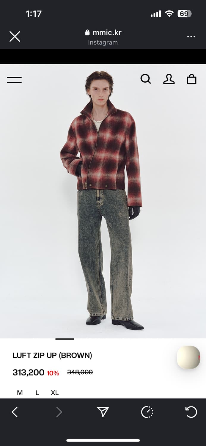 Mmic 헤어리 울 옴브레 체크 집업 상품이미지4