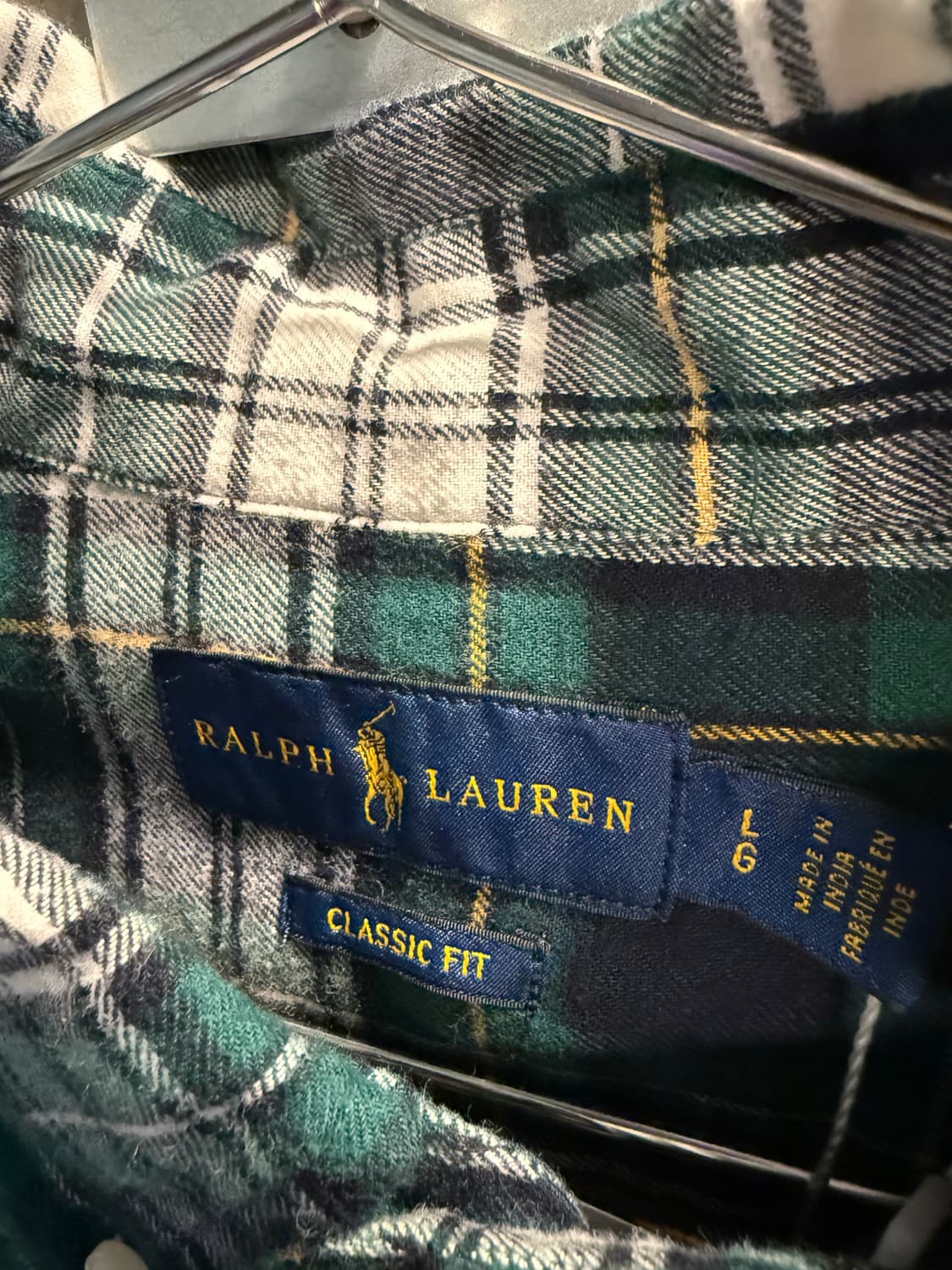 폴로 랄프로렌 그린 체크 코튼 셔츠 여성 L 상품이미지5