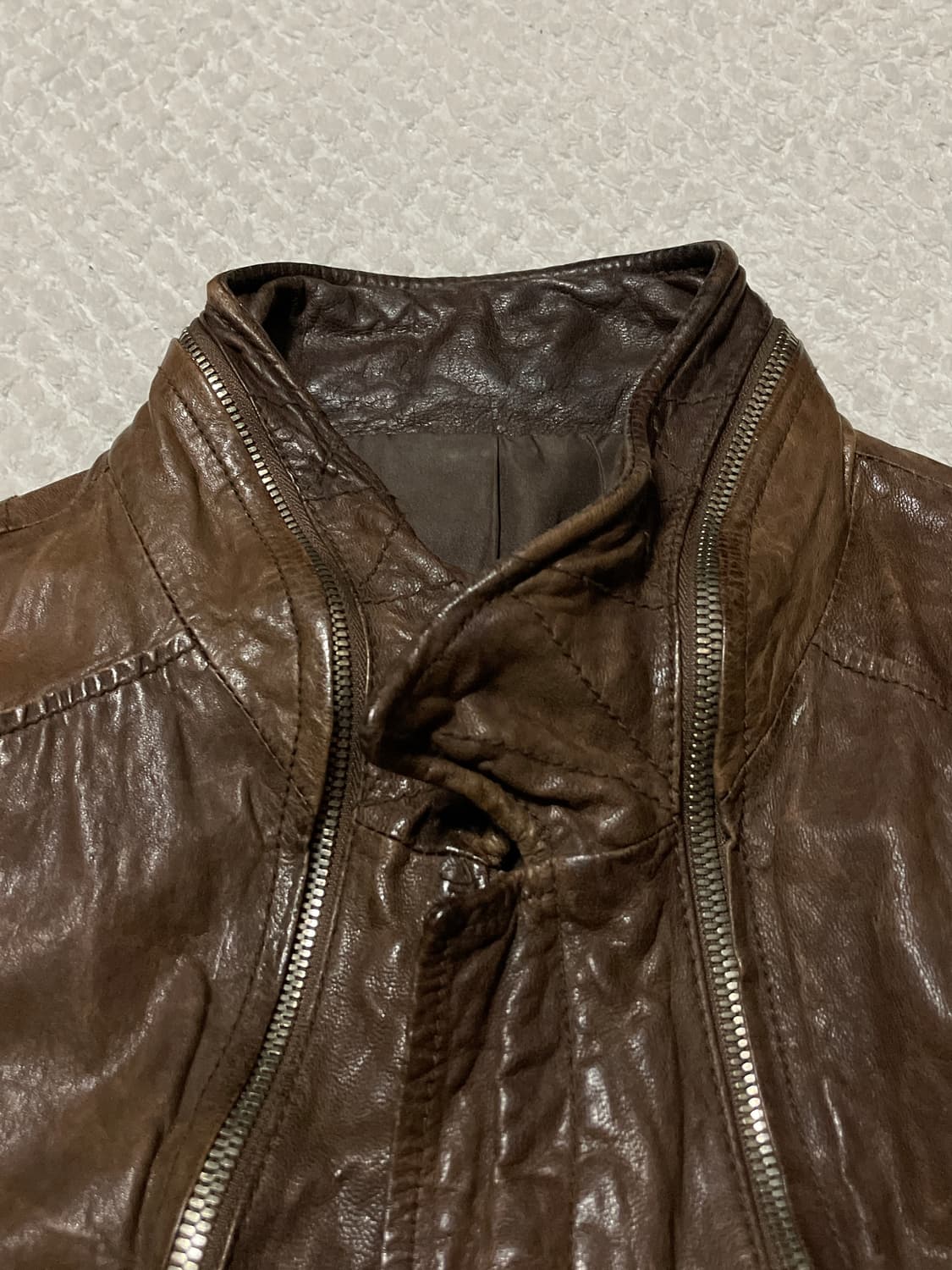 광희시장 웨스턴 무드 램스킨 양가죽 레더 자켓 브라운 상품이미지5