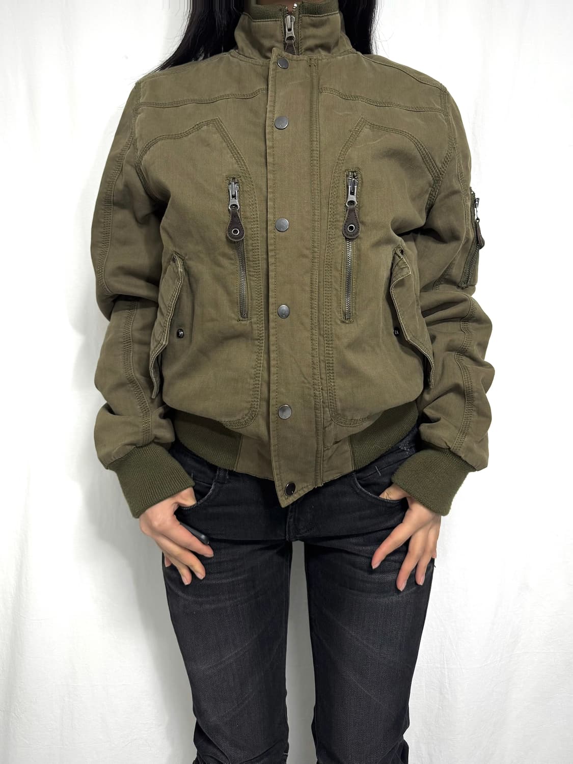 Khaki bomber jacket 상품이미지1