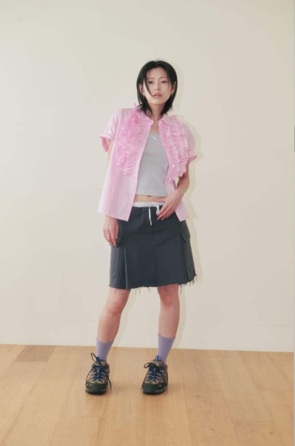 플리즈프로젝트 옥스포드 프릴 셔츠 핑크 색상 팝니다 상품이미지1