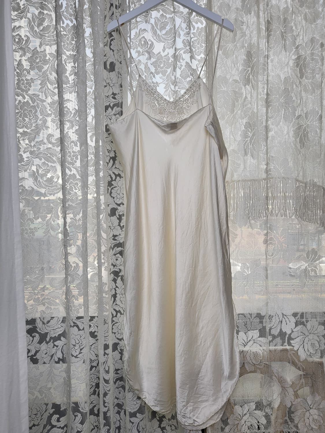 빈티지 오프 화이트 실크 슬립 드레스 상품이미지5