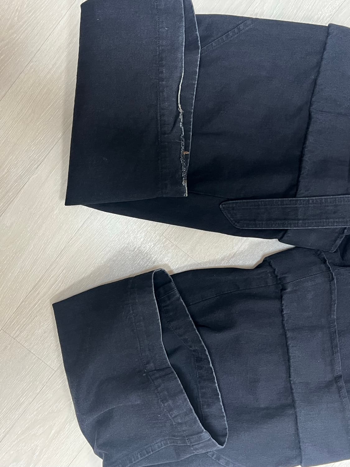 송지오 컬렉션 메타 벨티드 와이드 데님 팬츠 블랙 상품이미지5