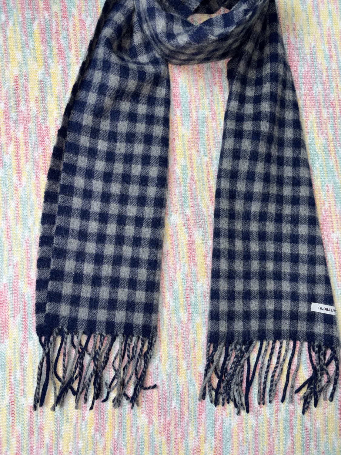 네이비 체크 머플러 상품이미지4