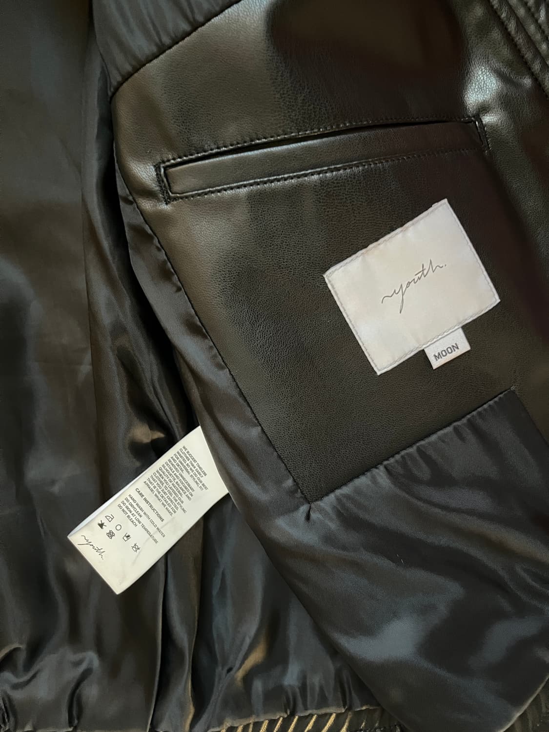 유스 레더 봄버 자켓 블랙 M 상품이미지4