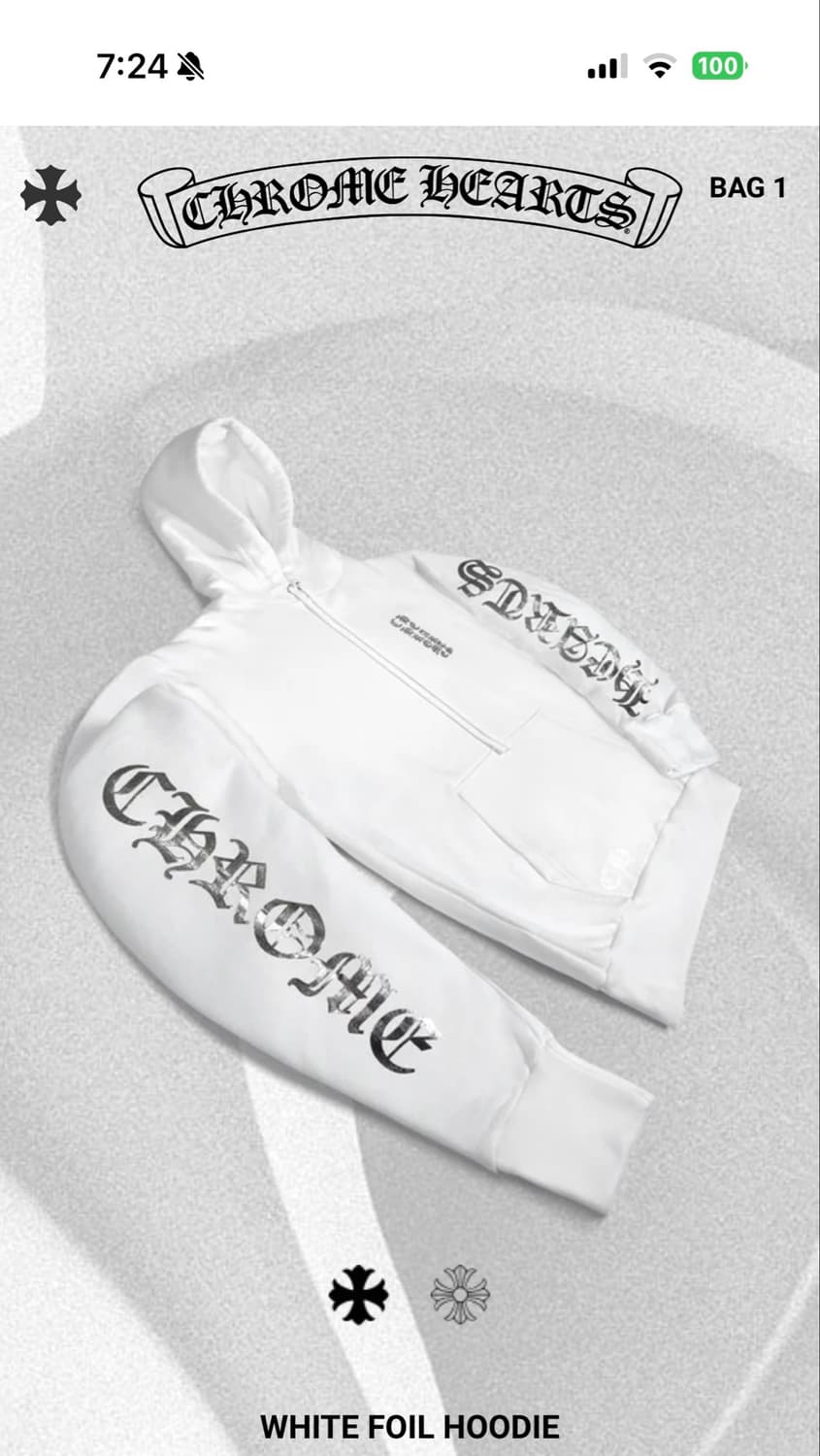크롬하츠 호일 후디 화이트 Chrome Hearts foil hoodie 상품이미지1
