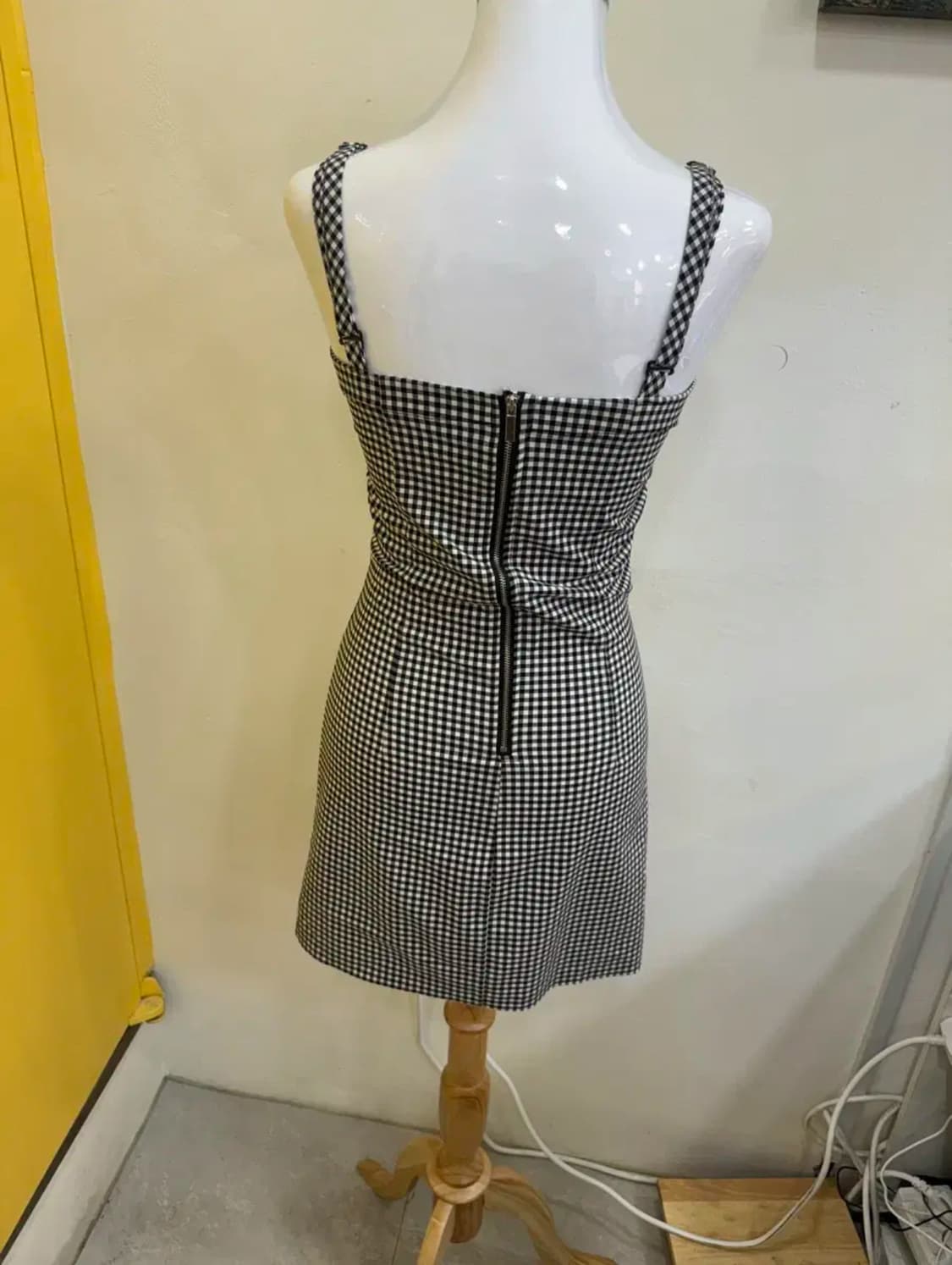 vtg 깅엄 체크 슬림핏 미니 원피스  상품이미지2