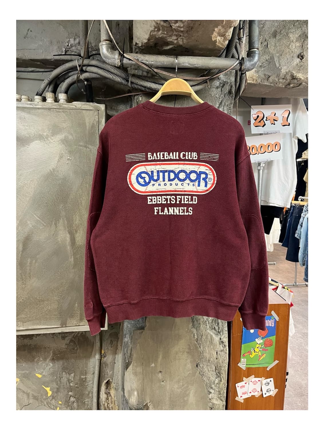 이벳필드X아웃도어 프로덕츠 맨투맨 버건디 M #csz4013 상품이미지1