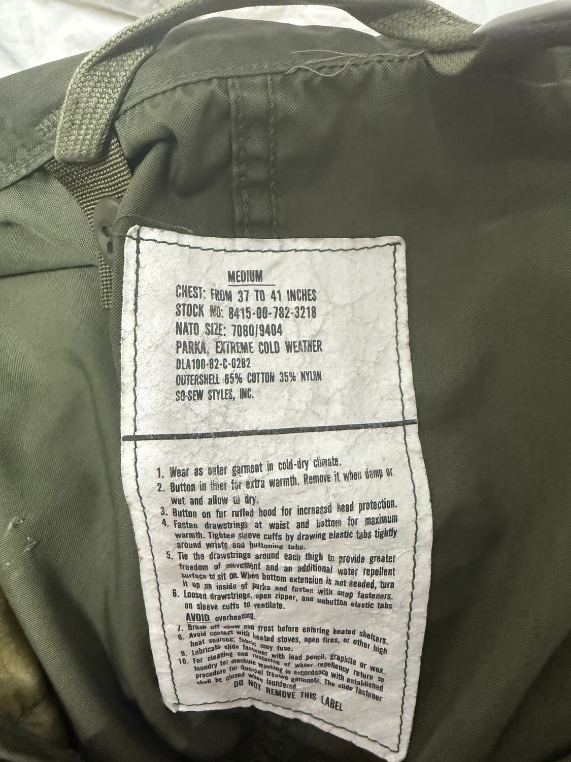 70-80s 미군 M-65 오리지널 피쉬테일 파카 M사이즈 팔아요  상품이미지2