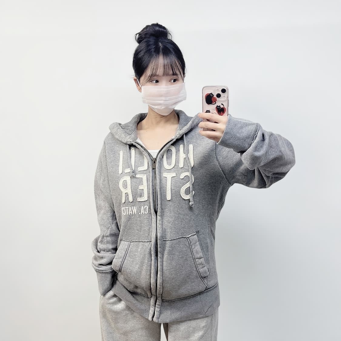 홀리스터 스펠 로고 후드집업 그레이 상품이미지1