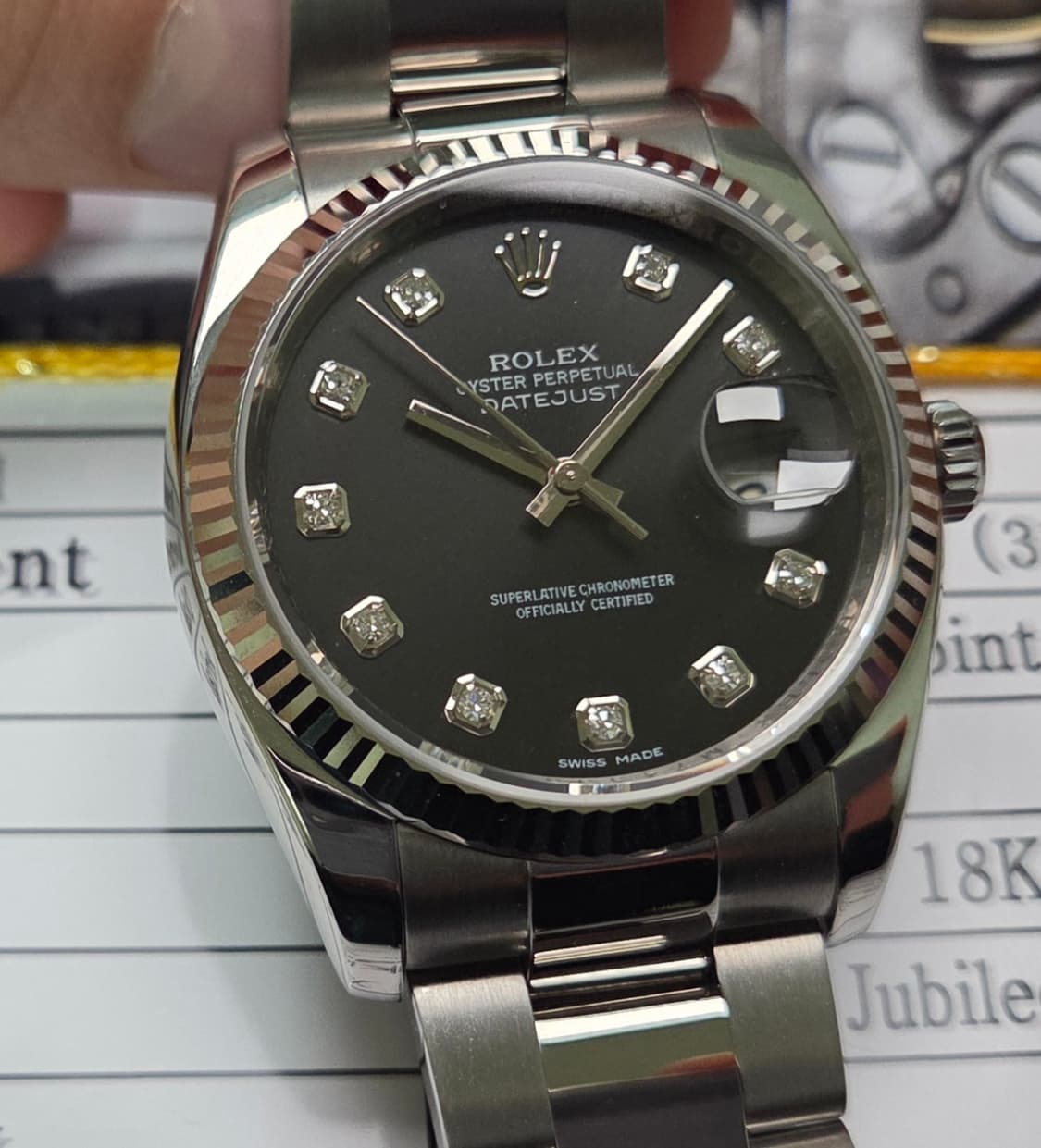 롤렉스 데이저스트 116234 블랙 10P다이아(검텐포) WG플루티드베젤 상품이미지2