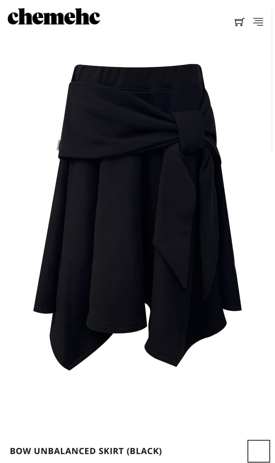 체메씨 BOW UNBALANCED SKIRT (BLACK) 상품이미지1
