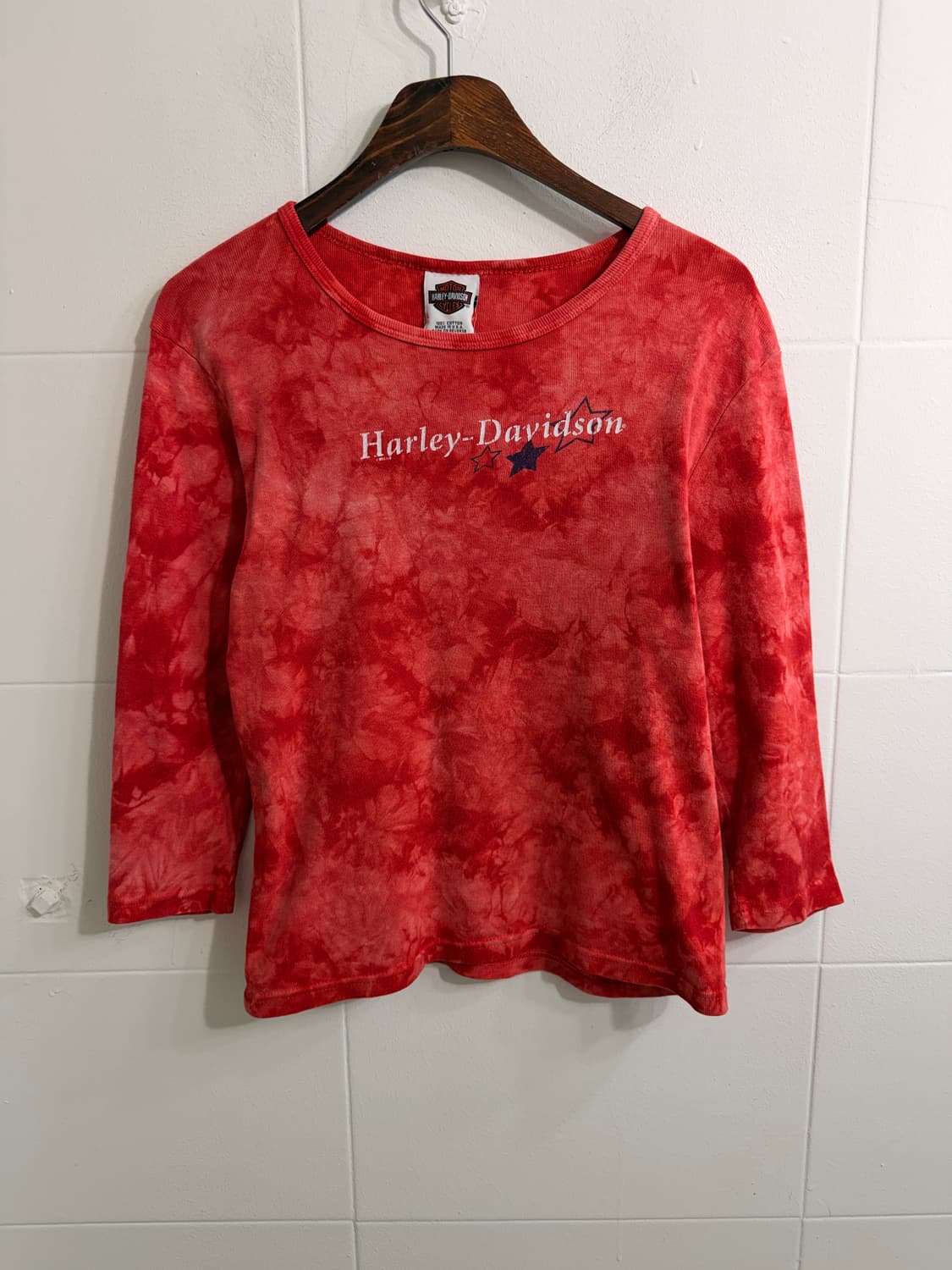 할리데이비슨 프린팅 레드 타이다이 7부 티셔츠 상품이미지4