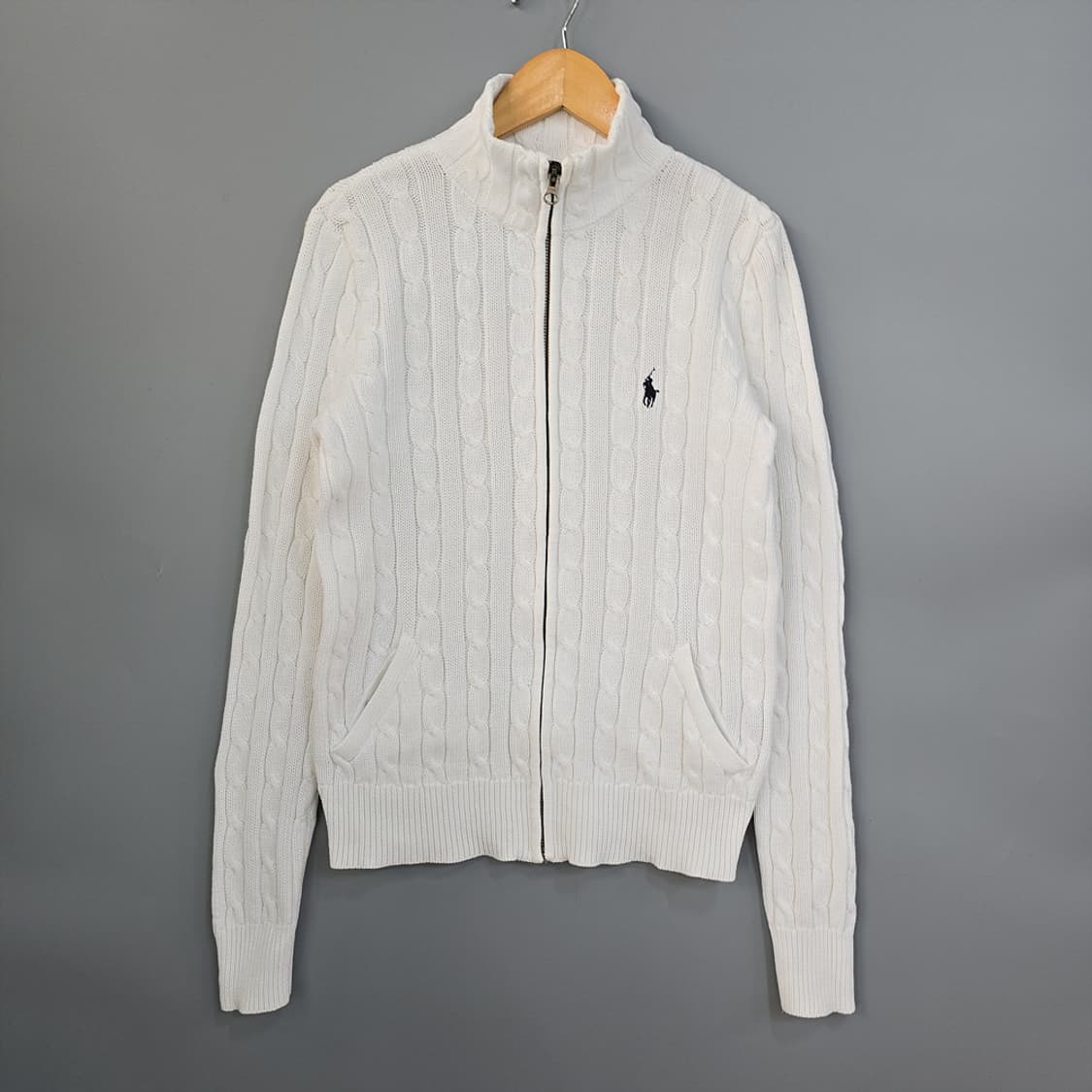 폴로 랄프로렌 꽈배기 케이블 집업 니트 가디건 M 상품이미지1