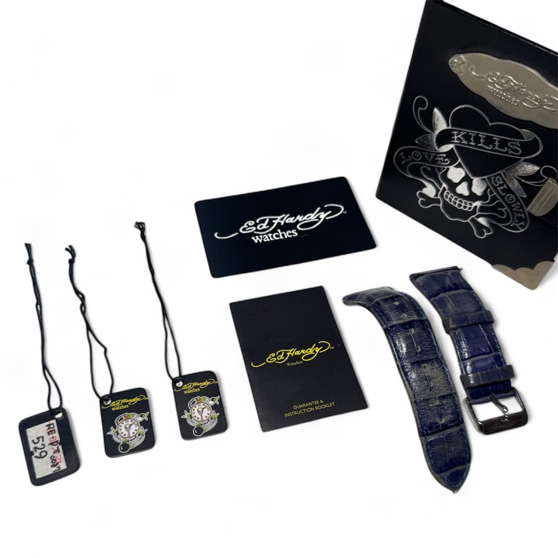 Ed Hardy 에드하디 레볼루션 블랙 팬더 블루 가죽스트랩 시계 상품이미지5