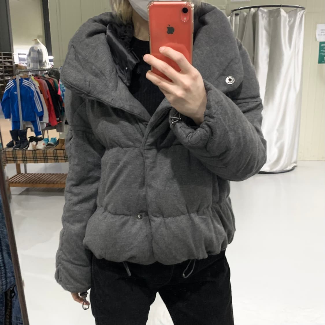 띠어리 하이넥 셔링 숏패딩 점퍼 그레이 여성 38 빈티지 00s 상품이미지6