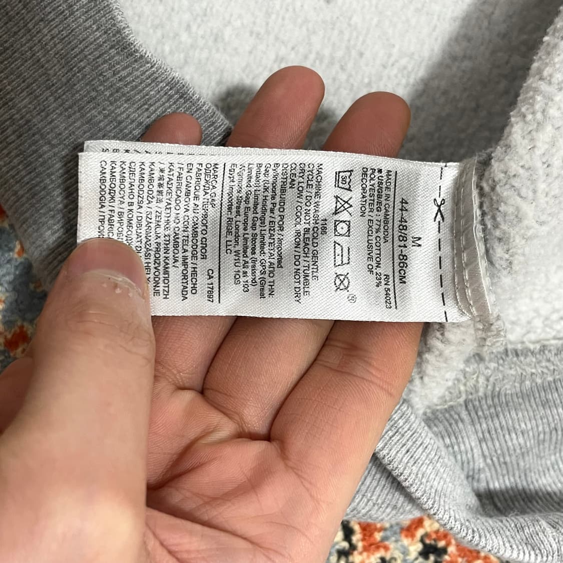 갭 스펠로고 그레이 기모 후드티셔츠 남성M 상품이미지4