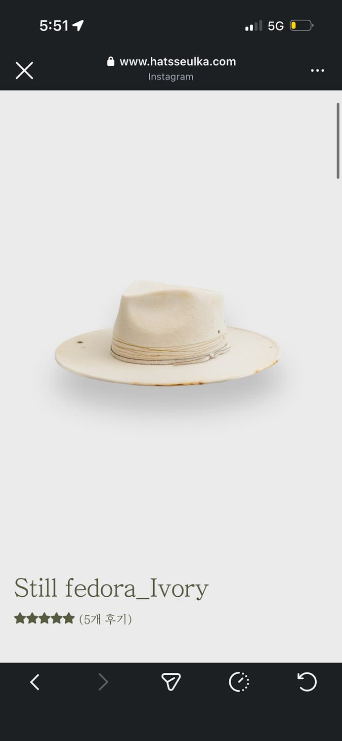 햇쓸까 Hatsseulka 스틸 페도라 아이보리 상품이미지1