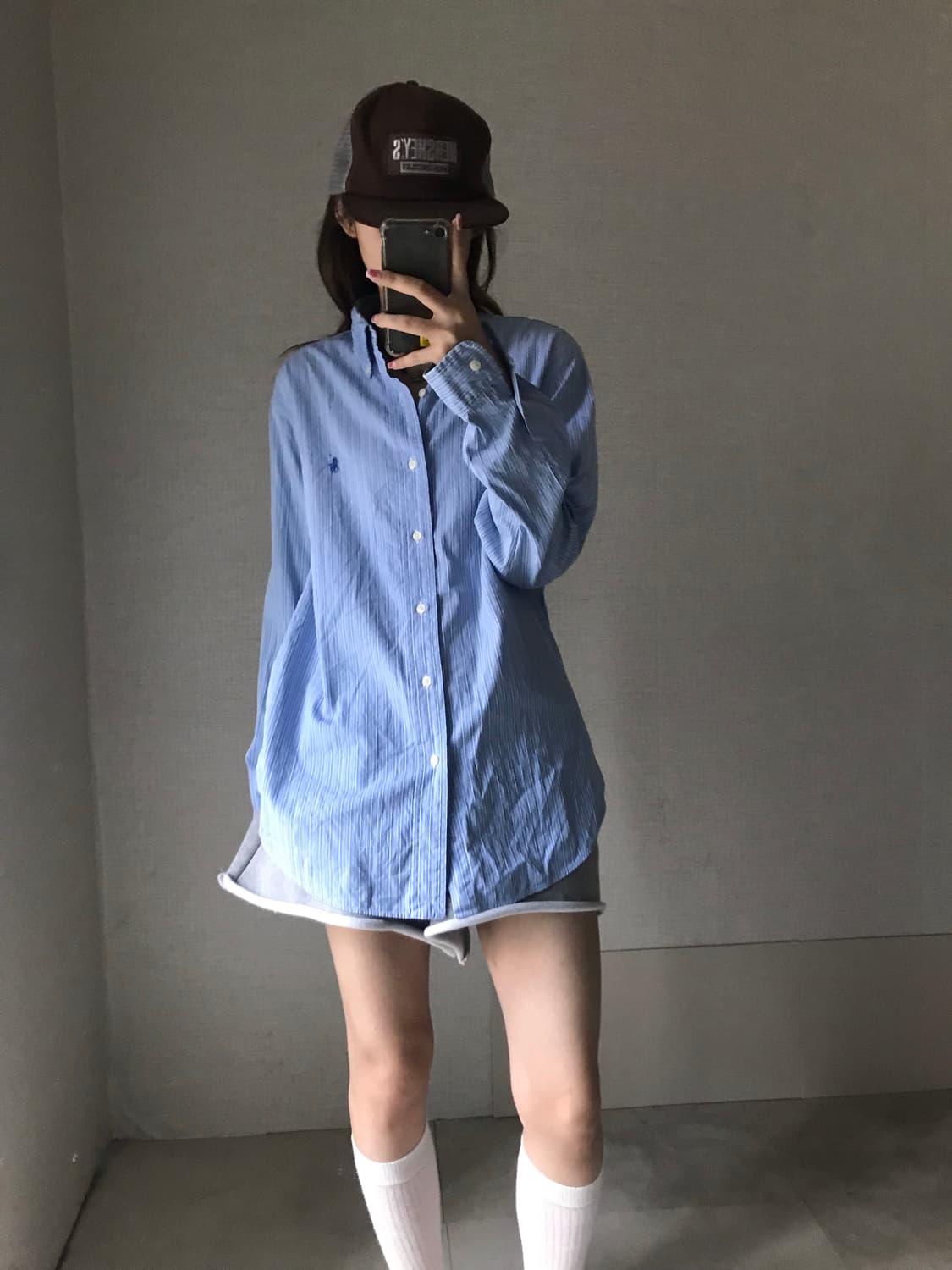 폴로 연하늘 긱시크 셔츠 상품이미지4