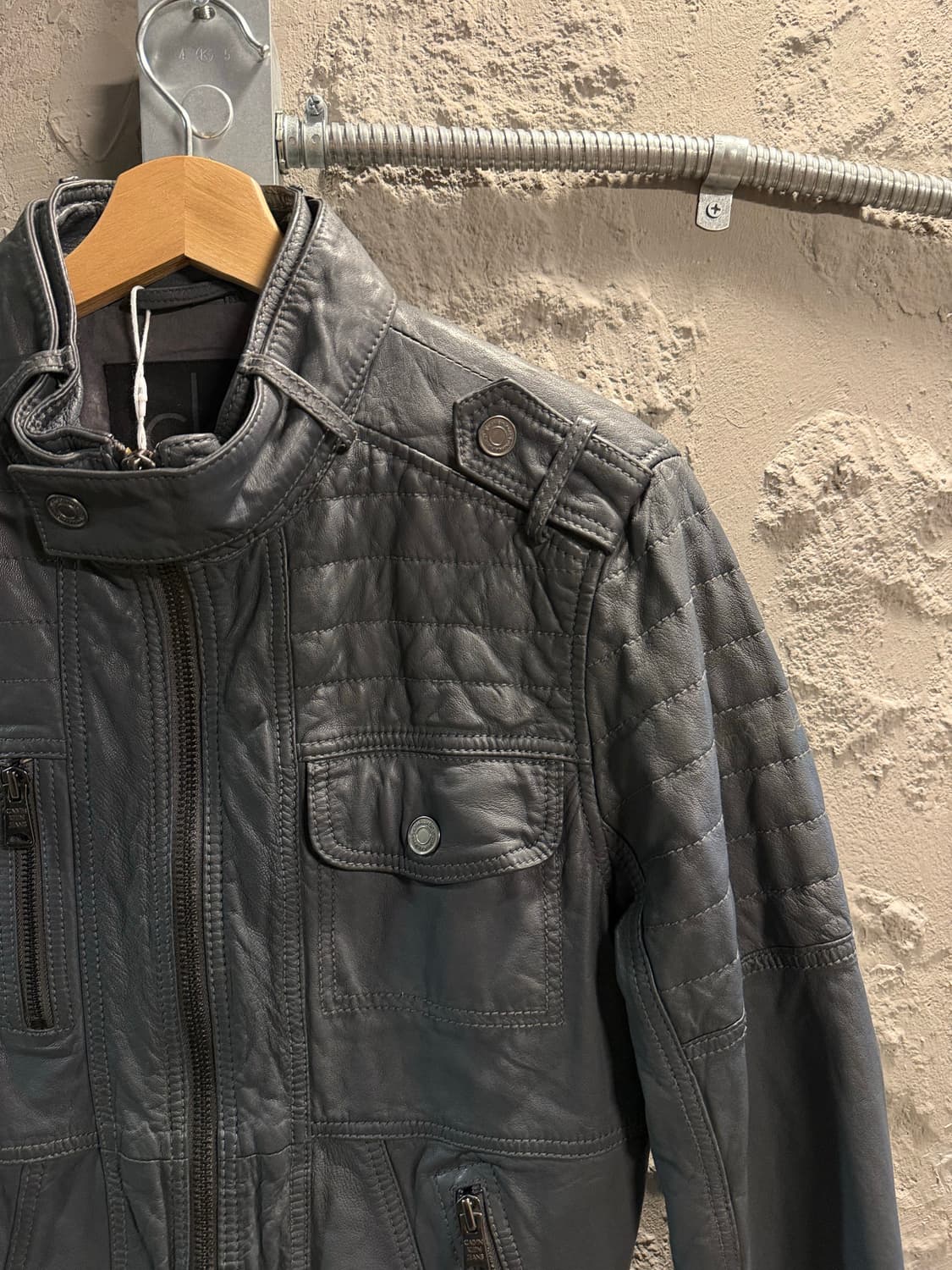 M 캘빈클라인 CK Jeans 양가죽 라이더 자켓 그레이 상품이미지4