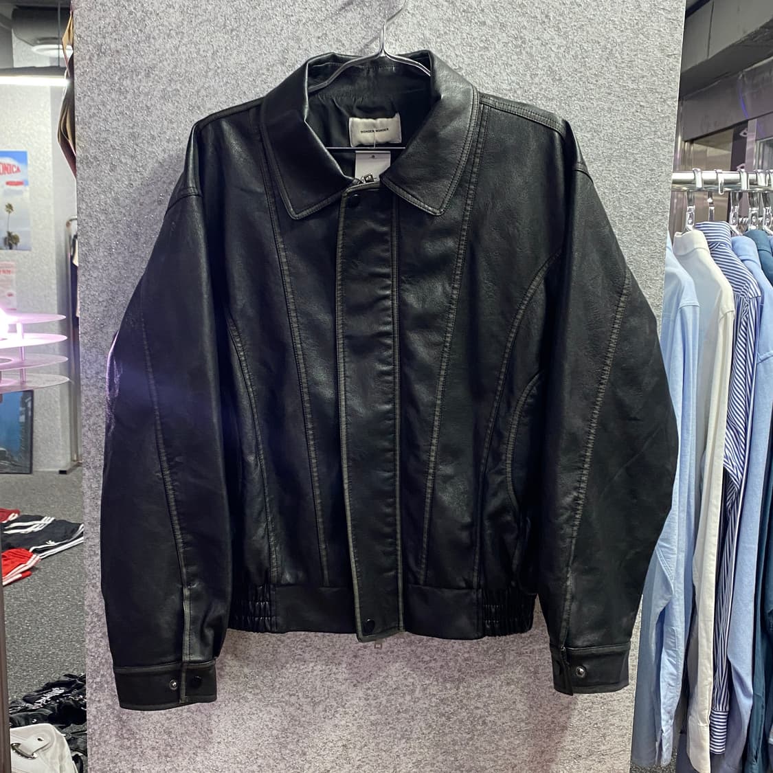 라퍼지 브라운 카라 레더 자켓 B3214 상품이미지2