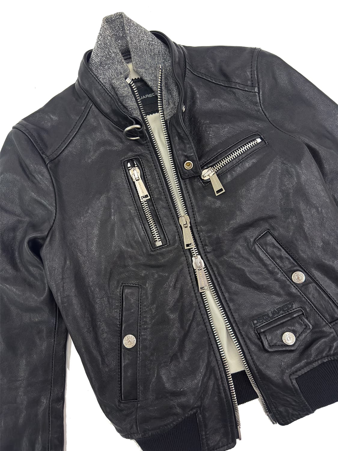 Dsquared2 Black Leather Biker Jacket/ 38 상품이미지4