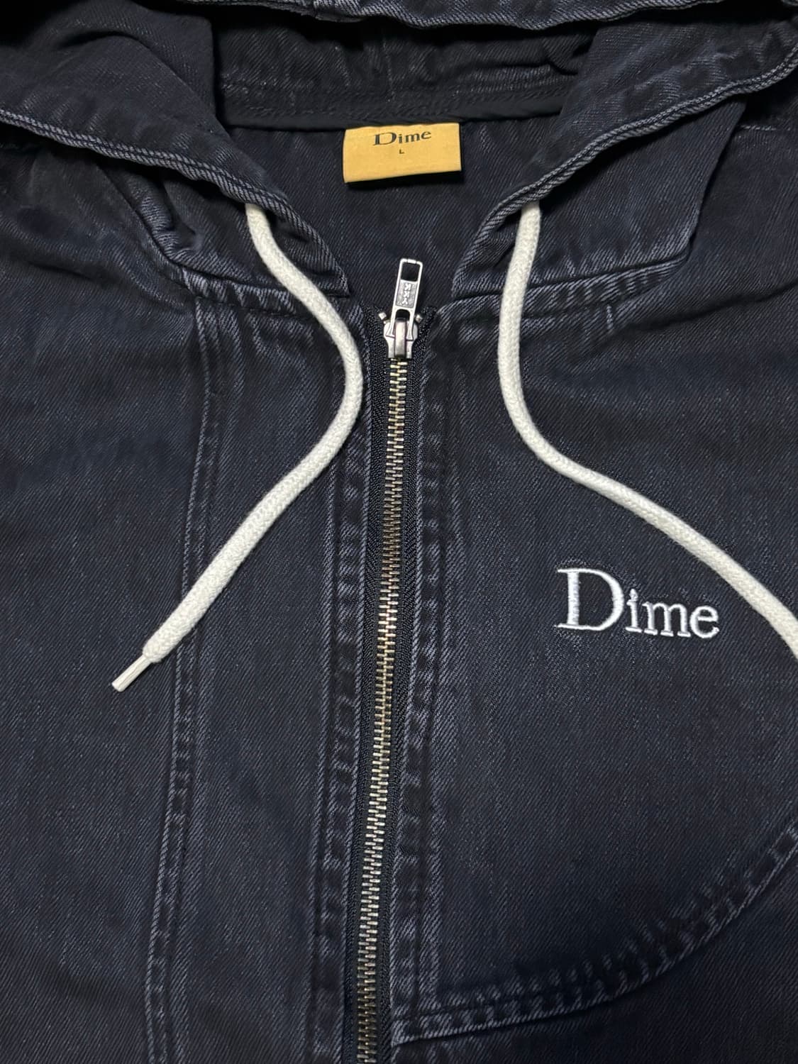 [L] 다임 데님 후드집업 블랙 상품이미지3