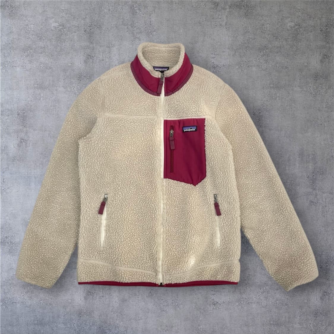 파타고니아 버건디 아이보리 클래식 레트로-X 플리스 자켓 M 상품이미지1