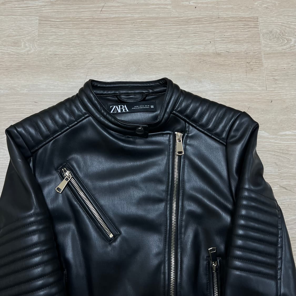 자라 여성 레더 싱글 라이더 가죽자켓 [블랙] M/95 상품이미지2