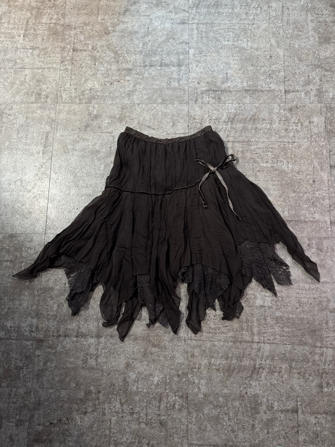 레이스 레이어드 사이드 리본 페어리 스커트 상품이미지1