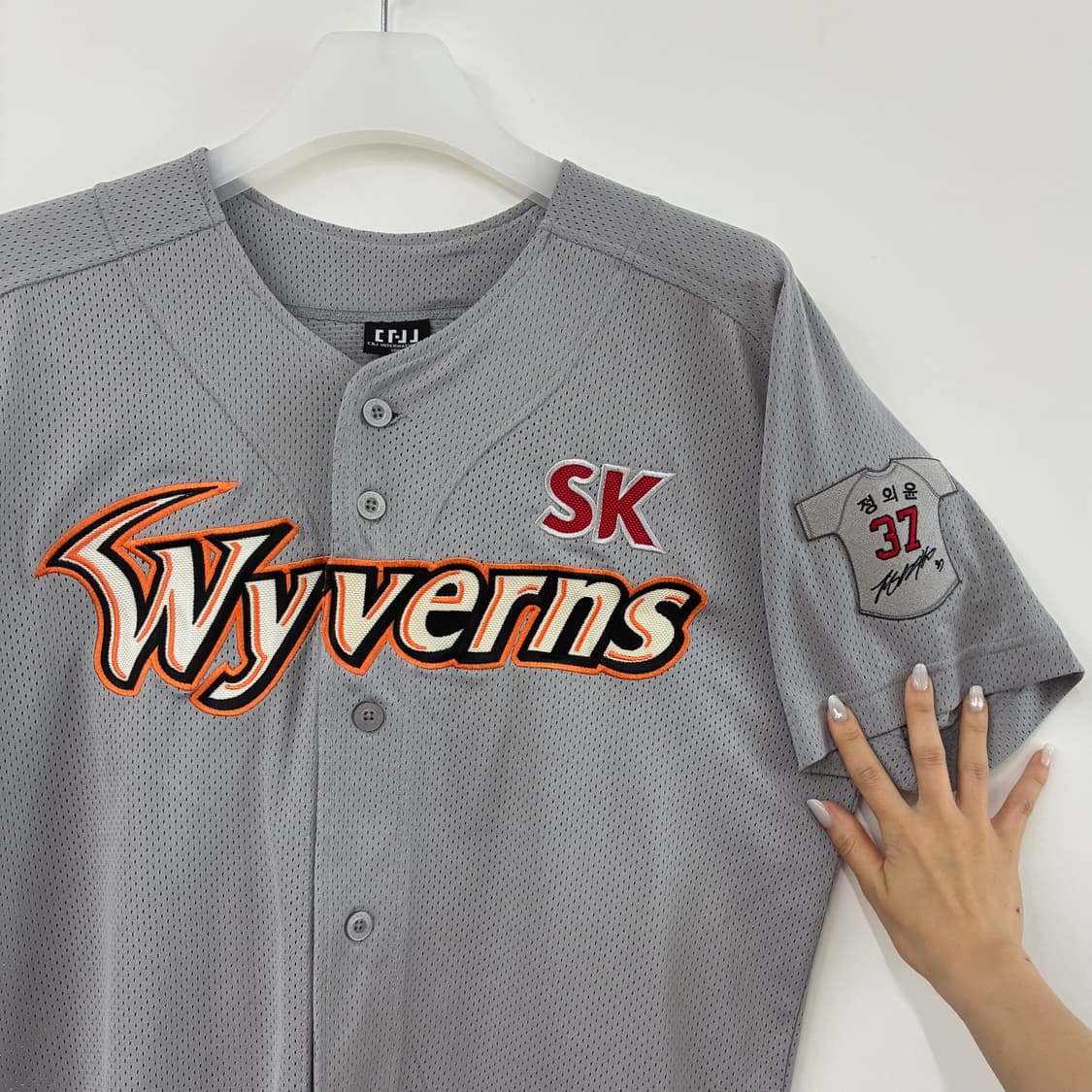 SK와이번스 정의윤 마킹 원정 반팔 유니폼 상품이미지4