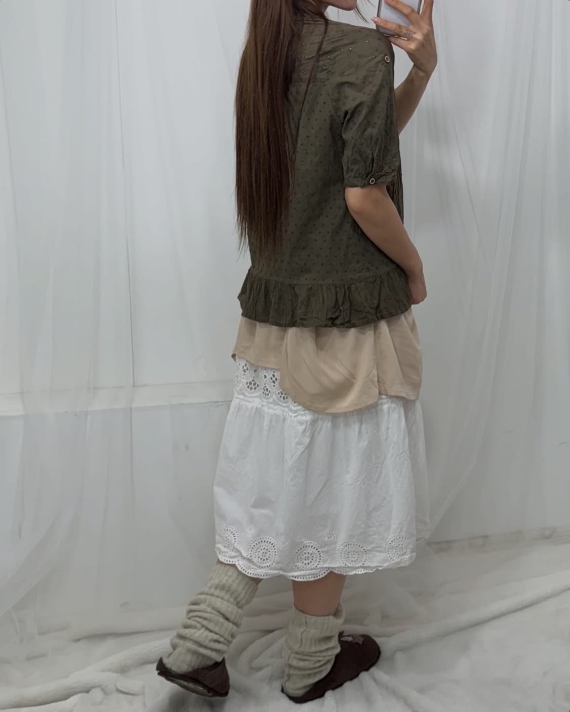 ˚꩜｡카키 베이지 레이어드 소녀 ˚꩜｡ 상품이미지4