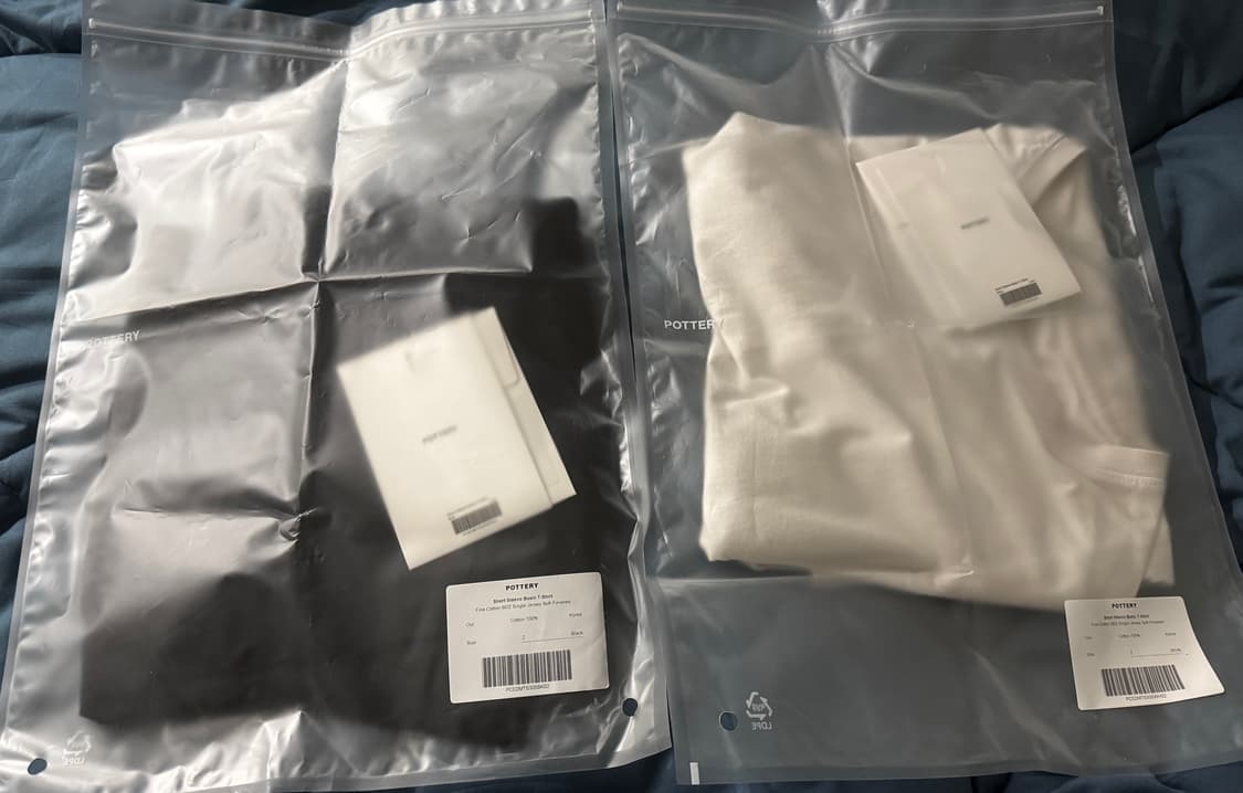 포터리 파인 코튼 베이식 티 블랙&화이트 2사이즈 상품이미지1