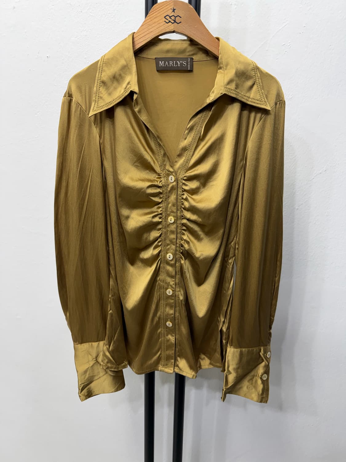 정품) MARLY'S  이태리 실크 셔츠 블라우스 42 상품이미지1