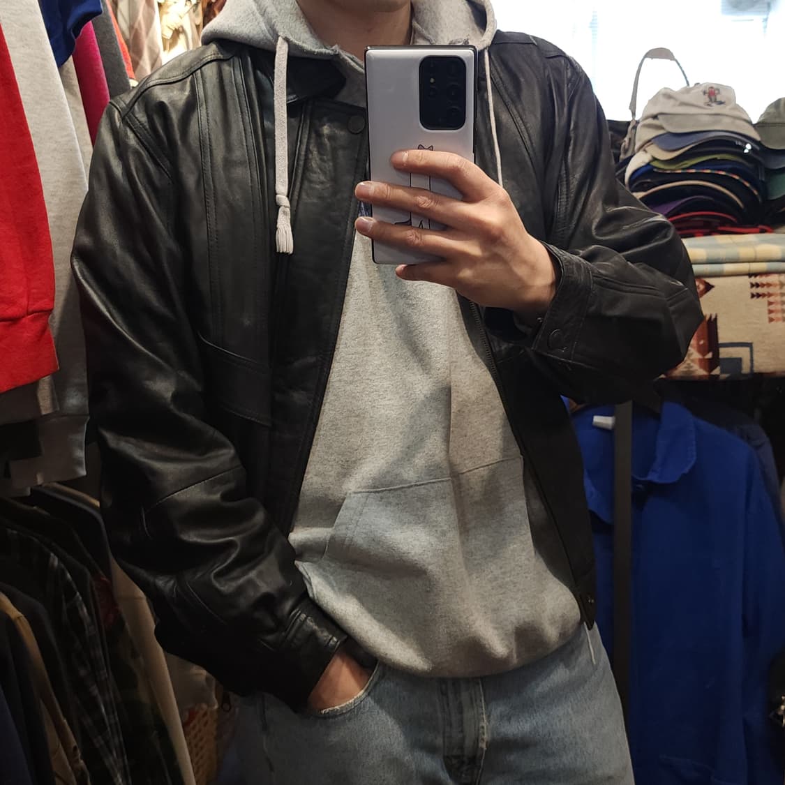 90s 빈티지 레더자켓 독일 레더 봄버자켓 플라이트 자켓 m 상품이미지10