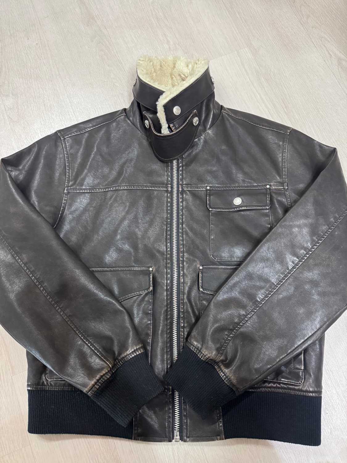 슈퍼서브 카라 디테처블 A2 레더 자켓 다크 브라운 M 상품이미지8