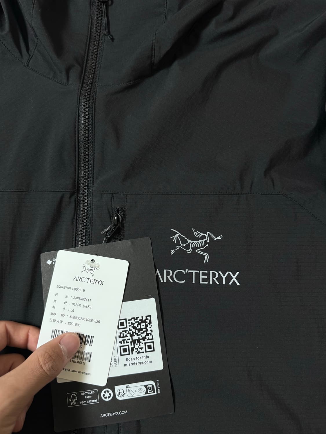 (25시즌/새상품) 아크테릭스 스쿼미시 후디 블랙  상품이미지3