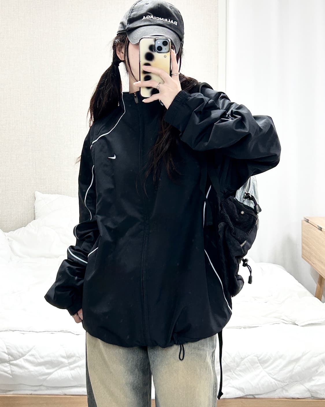 나이키 하늘 스우시 블랙 투웨이 바람막이 상품이미지1